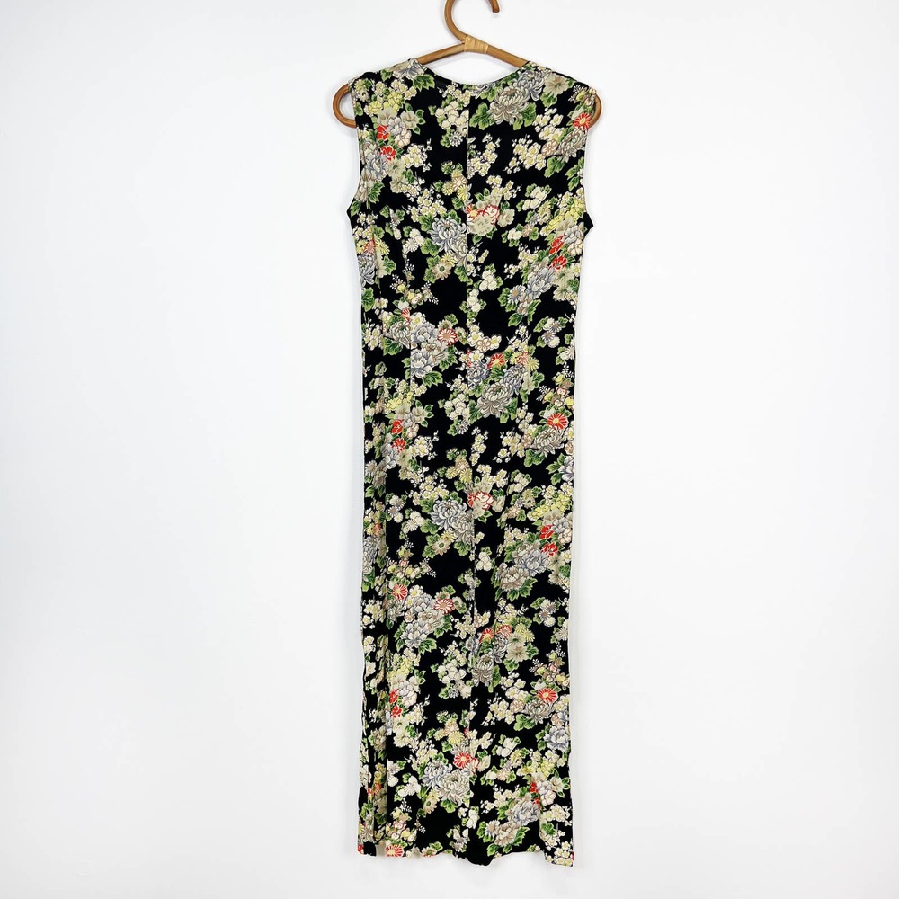 Vintage 90s French Connection maxi dress Chrysanthemum boho dark floral Size 8 - Picture 7 of 9